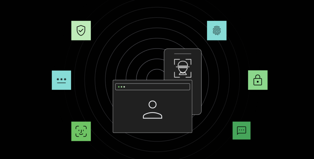 Login window with face scan and other authentication method icons