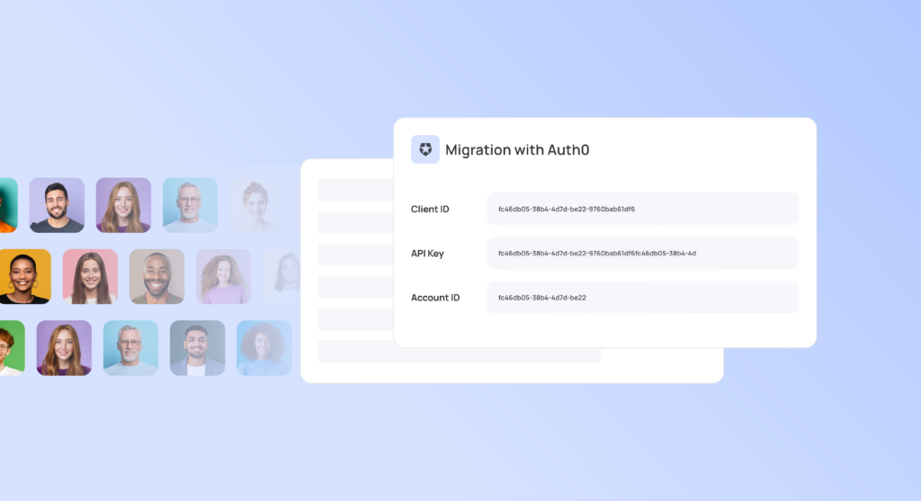 Frontegg migration screen for moving users from Auth0, with Client ID, API Key and Account ID fields